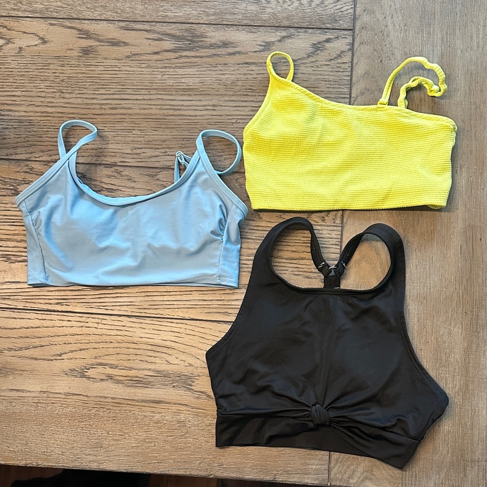 Stylish Women's XS/S Bikini Tops - Yellow, Blue, and Black